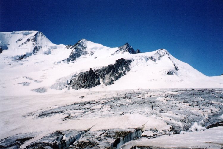 Crevasses below the Finsteraarhorn Hut