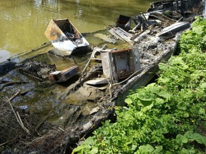 Burnt-out narrow boat
